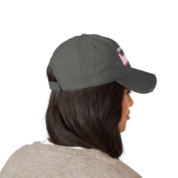 Distressed Embroidered “I Stop to Smell the Books” Dad Hat – Charcoal Gray Bookish Cap - Image 4