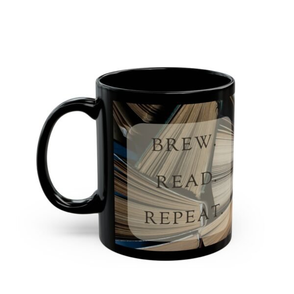 Mug - Bookish Black Mug with Brew Read Repeat Design - Cozy Gift for Readers - Image 4